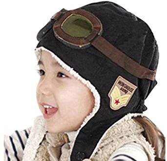 CTKcom Pilot Aviator Fleece Warm Hat Cap with Earmuffs for Kids,2 Pack(Coffee+Black)
