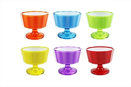 Bello 2 Toned Plastic 200ml Picnic Party Sundae Ice Cream Dessert Dish Bowl (Blue)