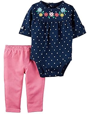 Baby Girls' 2-Piece Floral Bodysuit And Leggings Set