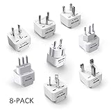 BESTEK Worldwide Travel Plug Adapter Set, Grounded Universal Power Plug Adapter for USA to US, EU, AU, UK, GE, HK and More- 8 Packs