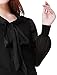 Allegra K Women Tie-bow Neck Sheer Long Sleeves Chiffon Blouse XL Black