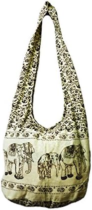 Hippie Elephant Sling Crossbody Bag Color Vanila and Screen Brown Elephant