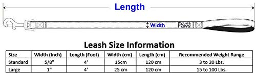 Just 4 Paws Padded Emotional Support Dog Leash with Neoprene Handle & Reflective Print on Both Sides, 4 Foot Long, 2 Widths, for Harnesses, Vests or Collars, Red (Large 1" X 4', Red)