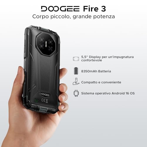 Luzglo Fire 3 Rugged Smartphone Android 16, 8350mAh Unbreakable Phone, UNISOC SC9863A, 5.5" IPS HD+ Display, 13MP+8MP Rugged Phone, 12GB+64GB/2TB, Widevine L1/Face ID/NFC- Grey