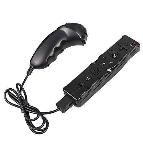 Maexus Motion Plus Wii Remote and Nunchuck Combo Controller with Wrist Strap for Nintendo Wii Game Console - Black