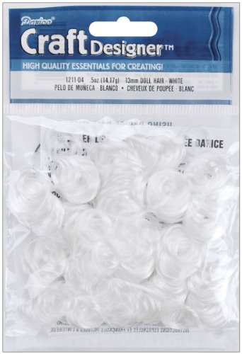 Darice 1211-04 Doll Hair, Dolls, White, 1/2 oz, 1ct