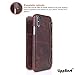 iphone X Case, LippBest [Genuine Leather] [Stand Feature] [Card Slots Vintage Series] Protective Flip Cover [Ultra Slim] Premium iphone X Leather Case for iphone 10 with Wallet (Brown)