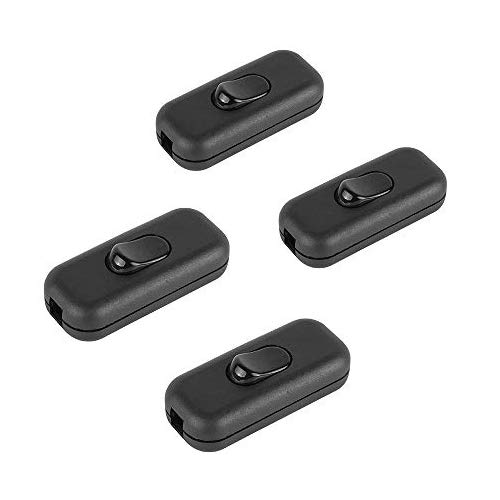 Torpedo Switch 6Amp, in-line Cord Switch for Small Appliance or Lamp, Black - 4 Pack