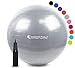 SmarterLife Exercise Ball Yoga Ball for Fitness, Balance, Stability, or Pregnancy, Gym Ball for Core Workout, Physical Therapy, Yoga Ball Chair for Office, Anti-Slip Anti-Burst (65 cm, Silver)