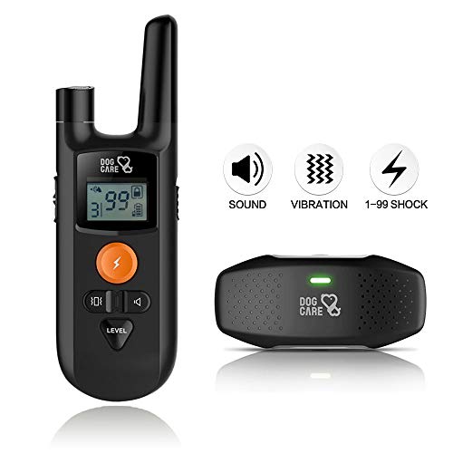 Shock Collar for Dogs – DOG CARE Training Collar with Remote, 3 Training Modes, Beep, Vibration and Shock, Rechargeable Dog Shock Collar for Small Medium Large Dogs, 1000ft Remote Range