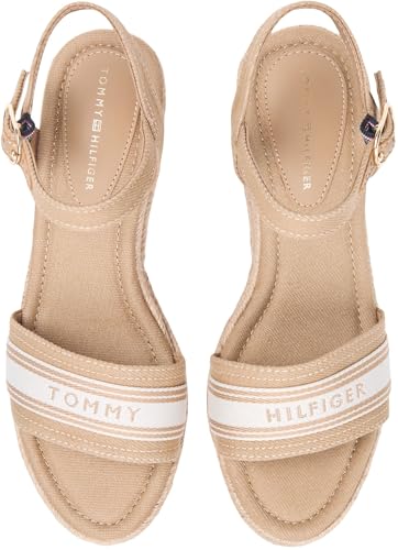 Damen Wedge Sandalen Webbing aus Canvas, Beige (Safari Canvas), 36