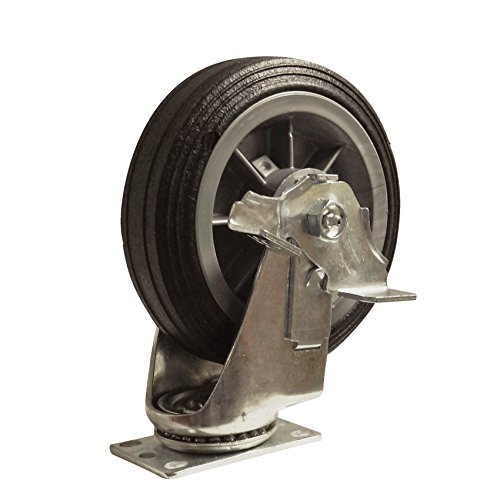 Snap-Loc Cargo Control SLAC6SB Caster,6" All-Terrain Swivel Brake, 375 lb. Solid Rubber, Standard Plate, 1-3/4" x 2-7/8"