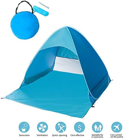 Automatic Pop up Instant Portable baby Cabana Beach Tent Anti UV Beach Shade Sun Shelter, Sets Up in Seconds, 65" x 59"x 43.5", Blue