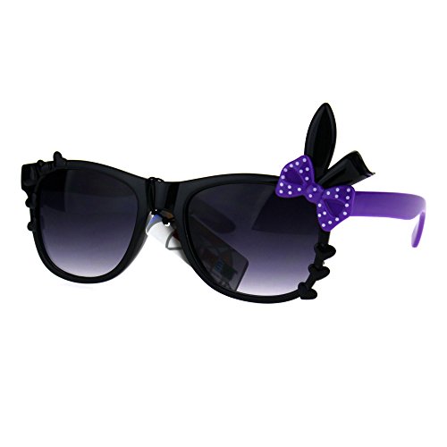 Kids Girls Child Size Bow Bunny Ear Horned Sunglasses Purple
