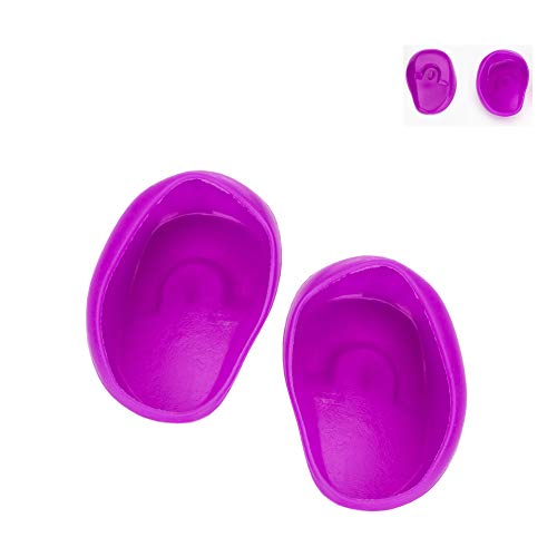 Silicone Ear Covers Ear Cap Earmuffs for Hair Coloring Shower Hair Dye Ear Covers Waterproof Ear Protector Coloring Shower Bathing Salon 1pair (Purple)