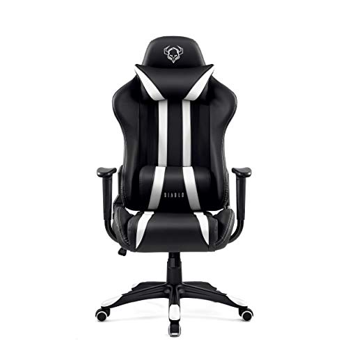 Diablo-X-One-Gaming-Sedia-da-Ufficio-Design-Ergonomico-Meccanismo-di-Inclinazione-Cuscino-Lombare-Finta-Pelle-Portata-150-kg-Nero-Bianco
