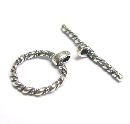 2 sets .925 Sterling Silver Twist Rope Toggle 12.6mm/Findings/Antique
