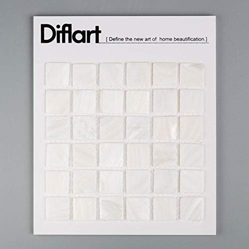 Diflart White Mother of Pearl Square Tiles Pearl Shell Mosaic Backsplash Sample