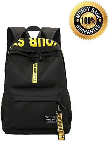 Laptop Bag School Backpack College Bookbag for Teen Girls Canvas Laptop Bag and Women Backpack. (Cool - Black)