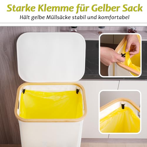 efluky Yellow Bag Stand 100 L, Bin with Lid, Bin Bag Stand for Yellow Bags, Easy Removal through Door on the Back, Container for Kitchen and Home [Without Inner Bag] - Beige