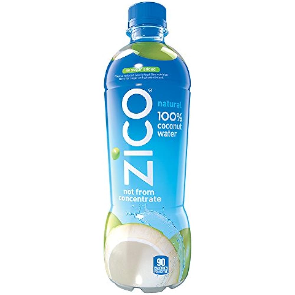ZICO Natural 100% Coconut Water Drink, No Sugar Added Gluten Free, 16.9