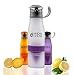 The Real Zeal Infüse Flip-Top BPA Free Water Bottle with Fruit Chamber and Integrated Juicer, White/Purple, 24 oz