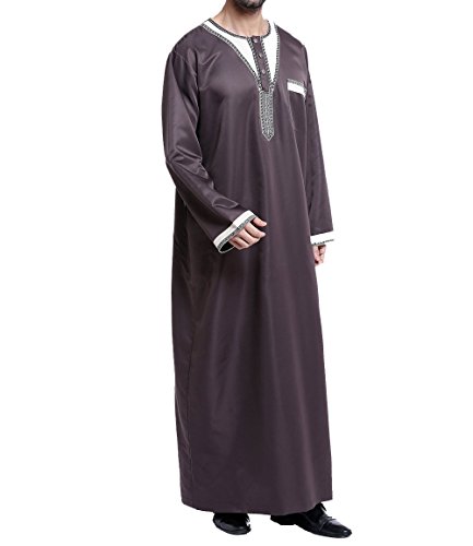 Qianliniuinc Muslim Islamic Pakistan Dubai Abaya Thobe Middle East Style Embroidered Men's Clothing S-XXXL