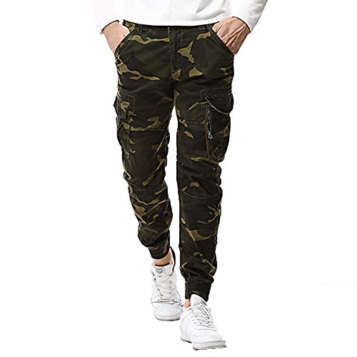 Men's Joggers Cotton Multi-Pocket Outdoors Camouflage Trouser Cargo Long Pants