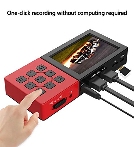 Y&H HDMI/AV in Video Capture Card with 3.5 Inch LCD,Remote Control,Playback,Schedule Capturing,Without PC Standalone Capture,Audio in,1080P@60fps Game Recorder for Switch,PS4, Xbox One,LiveTV,DVR