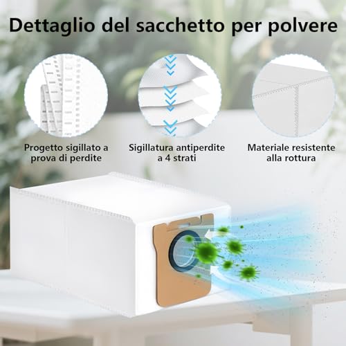 Accessories Set for Xiaomi X20+/X10 Plus Robot Vacuum Cleaner, 1 Main Brush, 4 HEPA Filters, 6 Towels, 6 Dust Bags, 6 Side Brushes