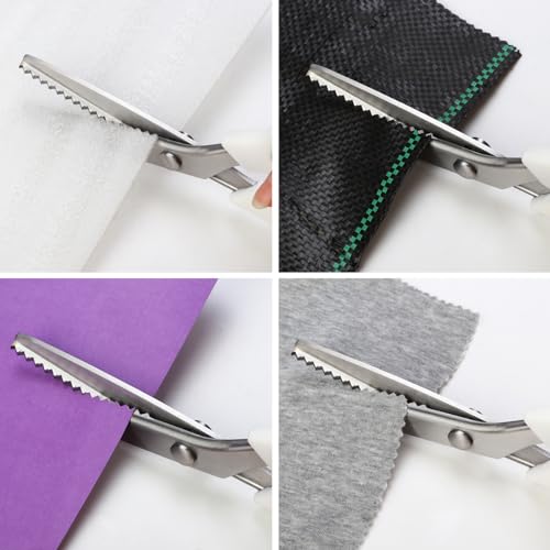Pinking Shears for Fabric 9", Professional Zig Zag Scissors, Hardened Stainless Steel Craft Scissors for Sewing Fabrics Leather Craft Paper