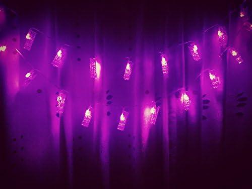 Jaya 40 LED Photo Clips String Lights, Fairy String Lights, Fun and Cute, Battery Operated, Purple Lights - for Bedroom Hanging Photos Pictures Cards