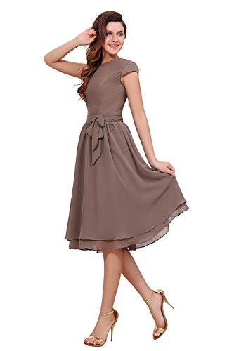 Bess Bridal Women's Cap Sleeve Knee Length Mother of The Bride Party Dress Size 2 US Gold - Thumbnail 2