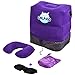 Baby Travel Pillow Bundle - Inflatable Height-Adjustable Bed for Kids on Long Airplane Flights, Perfect Fit Neck Rest Accessories Including Ear Plugs and Eye Masks for Parents