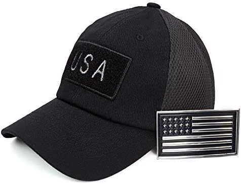 USA American Flag Patch Tactical Hat Mesh Back Adjustable Baseball Cap