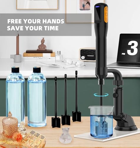 Electric Resin Mixer, Epoxy Resin Electric Stirrer with Mixer Stand, Timed Mixing for Epoxy Resin, Silicone, Resin Molds, DIY Crafts, Paint Mixing, Epoxy Resin Kit, Adjustable Speed, Black
