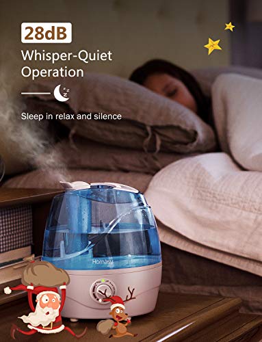 Homasy Cool Mist Humidifiers, Quiet Ultrasonic Humidifiers for Bedroom Baby, Easy to Clean Air Humid - //coolthings.us