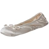 Isotoner Women's Classic Satin Ballerina Slipper (Medium - 6.5-7.5, Cream)