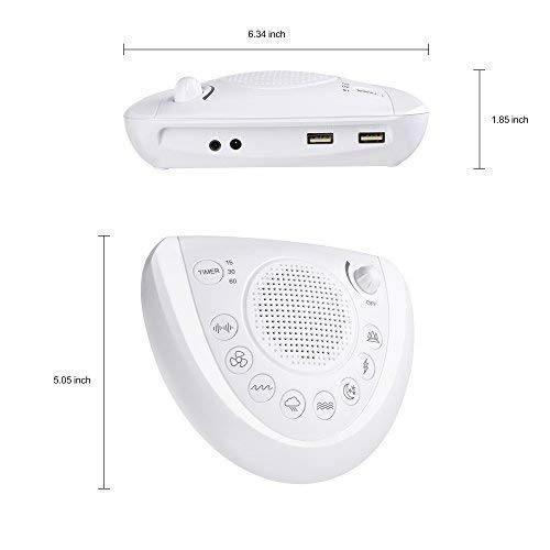 Mesqool White Noise Machine, Portable Sleep Sound Machine with 8 Soothing Natural Sounds, Auto-off Timer, Earphone Headphone Jack and USB Charging Port - Sleep Therapy for Baby, Adults, Travel, Office