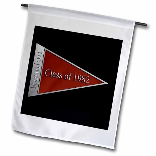 3dRose Class Reunion Design 1982 Red 12 x 18 inch Garden Flag
