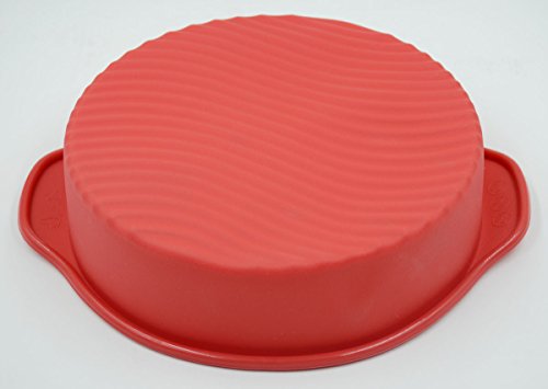 ULee 9.6 Inch Silicone Round Cake Pan, Non-Stick & BPA Free Cake Mold, Red
