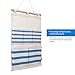 Homecube Linen Cotton Fabric 5 Pockets Wall Door Cloth Hanging Storage Bag Home Organizer (Navy Stripe)