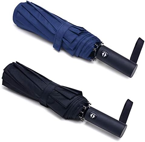 PFFY 2 PACK Travel Umbrella Windproof 10 RIBS Auto Open & Close Collapsible Folding Small Compact Umbrella for Rain
