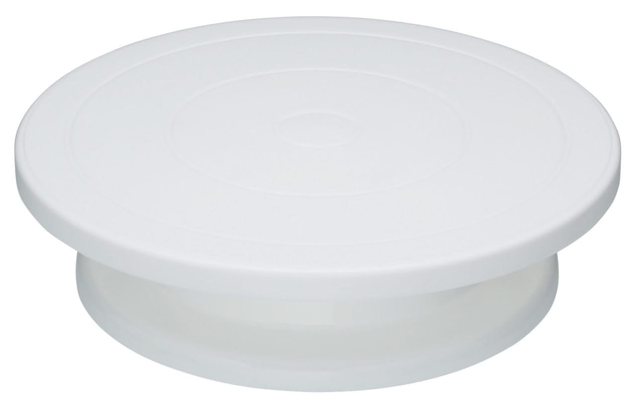 KitchenCraft Rotating Cake Turntable/Stand in Gift Box, Plastic, White, 28.5 cm