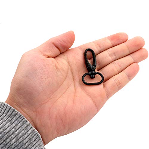BIKICOCO 4/5\'\' Swivel Trigger Push Gate Snap Hook Lobster Claw Clasp Spring Loaded Clip, Oval-Ring Ended, Black, S-Size - Pack of 10