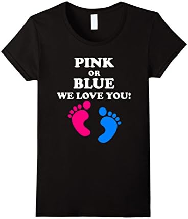 Women's Pink Or Blue We Love You - Baby Shower Gender Reveal T Shirt XL Black