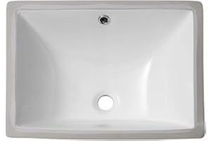 Sarlai Bathroom Sink Undermount - 18.5" Pure White Rectangle Undermount Sink Porcelain Ceramic Lavatory Vanity Bathroom Sink