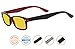 Reduce Eyestrain,Anti Blue Rays,UV Protection Computer Reading Glasses(Black-Red,Amber Tinted Lenses) +1.5