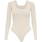 Almere Basics Long Sleeve Double Lined Contour Bodysuit - Basic Thong Style Long Sleeve Bodysuit for Women