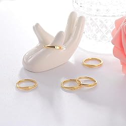 ZNBOH Gold Initial Rings for Women 14K Dainty Plain
